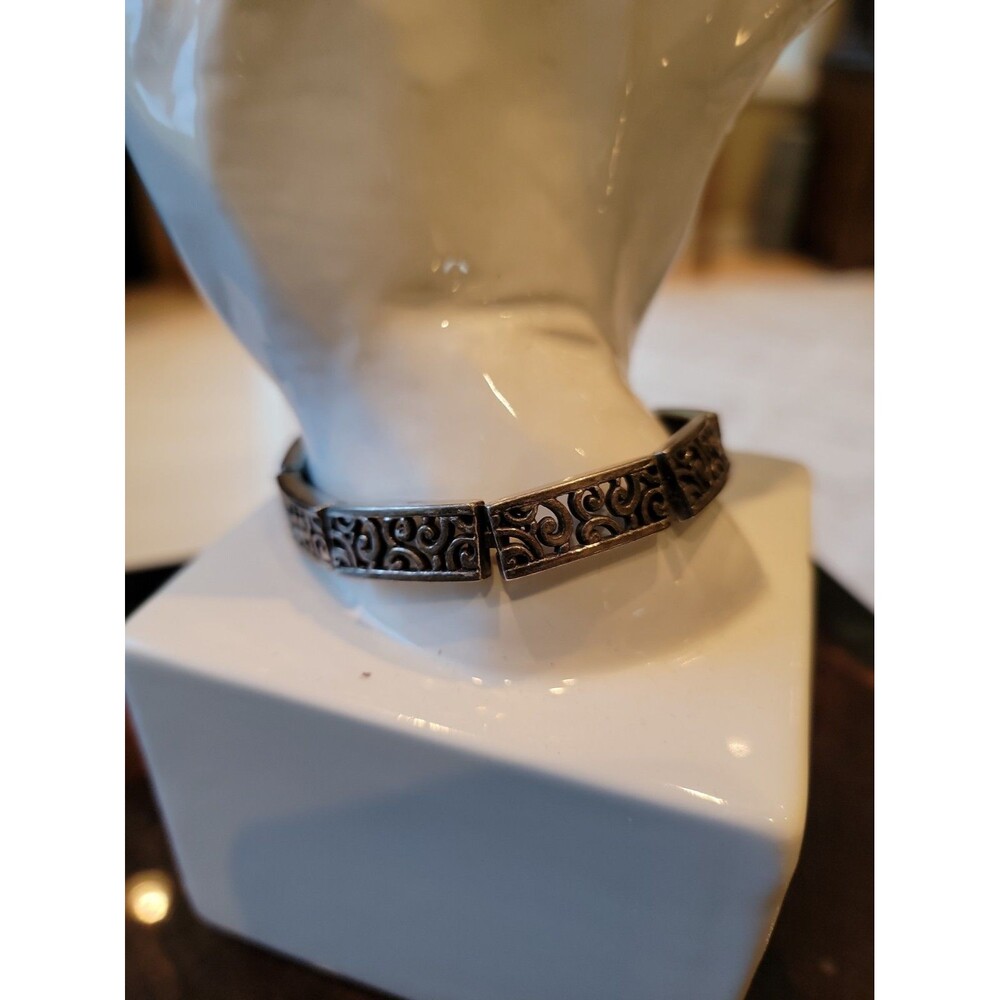 Vintage BRIGHTON Deco Lace Filigree Silver Plated Link Bracelet